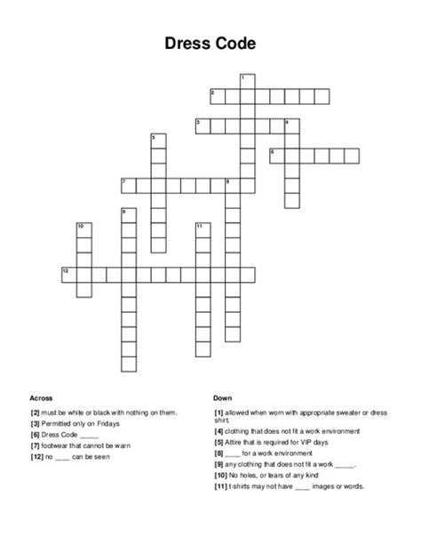 civilian dress crossword puzzle.